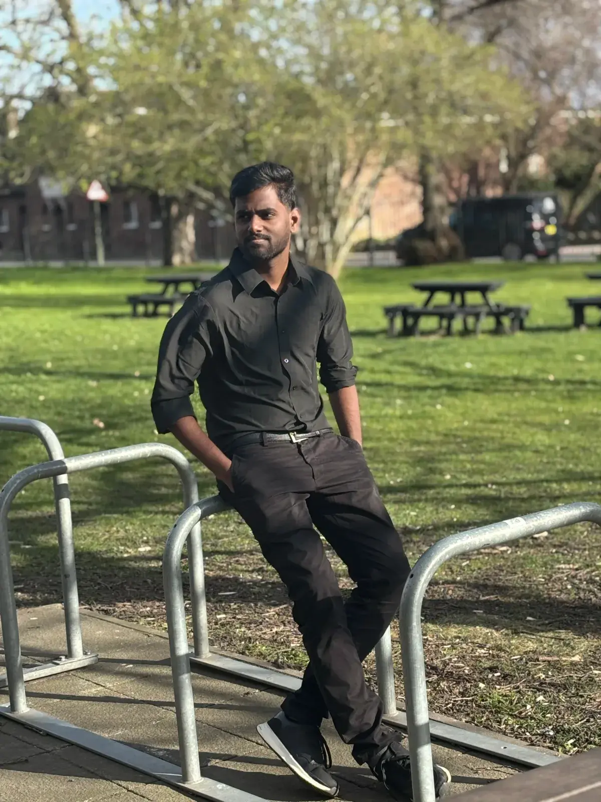 Krishnakumar looking ahead in a park, marking a new chapter